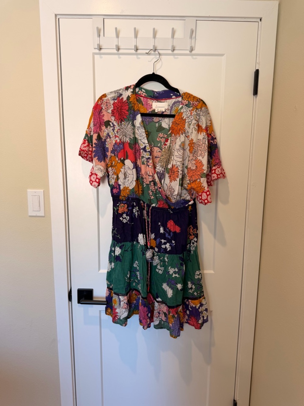 Anthropologie Multicolor Floral Tiered Wrap Dress
